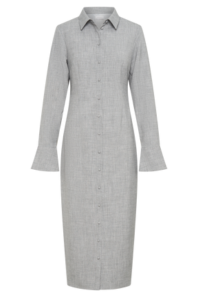 Dorian Fitted Shirt Midi Dress - Charcoal Marle