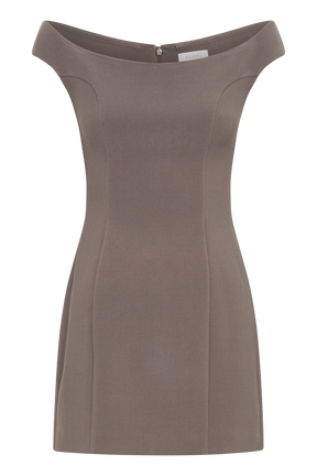 Cassidy Crepe Off Shoulder Mini Dress - Smoke