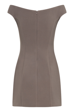 Cassidy Crepe Off Shoulder Mini Dress - Smoke