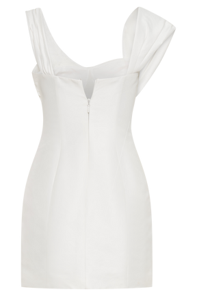 Farrah Structured Draped Mini Dress - White