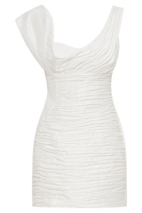 Farrah Structured Draped Mini Dress - White