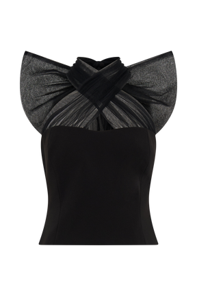 Maryam Tulle Bow Top - Black