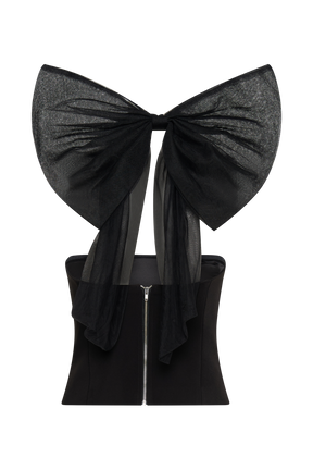 Maryam Tulle Bow Top - Black
