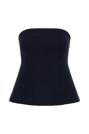 Cyrus Strapless Boucle Top - Navy
