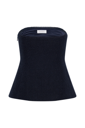 Cyrus Strapless Boucle Top - Navy