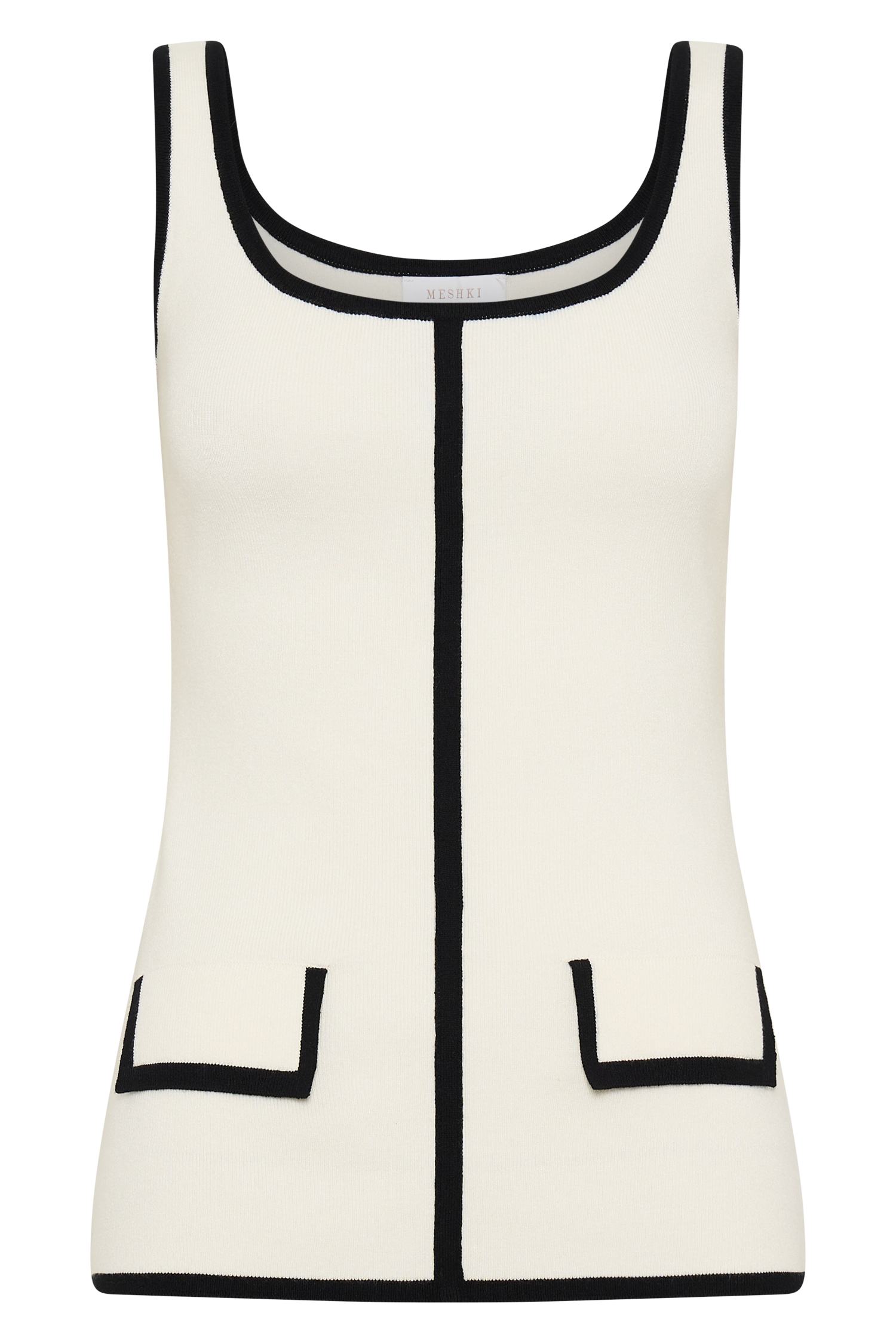 Becky Contrast Knit Top - Ivory & Black