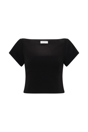 Ellis Cap Sleeve Longline Suiting Top - Black