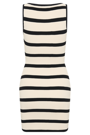 Sawyer Stripe Knit Mini Dress - Black/Cream
