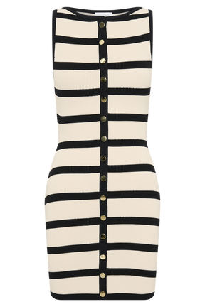 Sawyer Stripe Knit Mini Dress - Black/Cream
