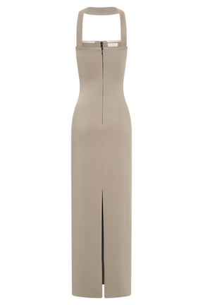 Velma Halter Collar Maxi Dress - Mushroom
