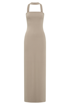 Velma Halter Collar Maxi Dress - Mushroom