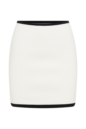 Becky Contrast Knit Mini Skirt - Ivory & Black