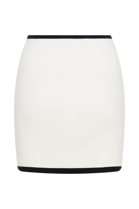Becky Contrast Knit Mini Skirt - Ivory & Black