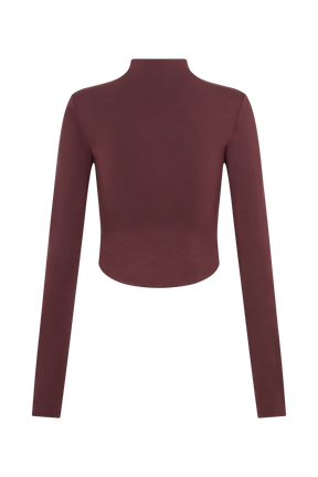 Ember Modal Long Sleeve High Neck Top - Mahogany