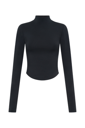Ember Modal Long Sleeve High Neck Top - Black