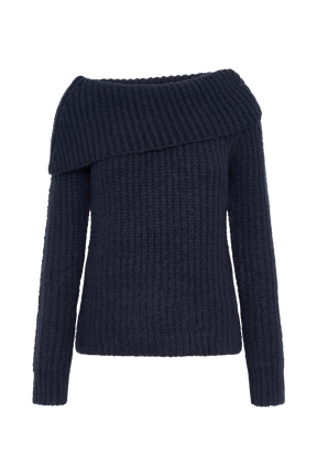 Alicia Off Shoulder Knit Top - Dark Navy