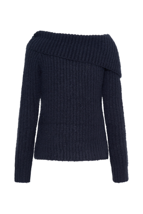 Alicia Off Shoulder Knit Top - Dark Navy