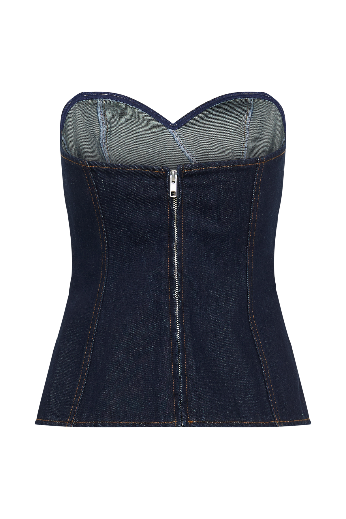 Sylas Strapless Buckle Denim Top - Indigo Blue