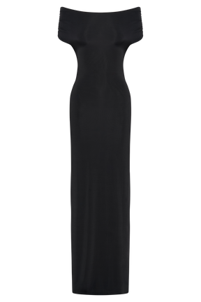 Imogen Off Shoulder Slinky Maxi Dress - Black