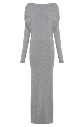 Jessie Cowl Neck Knit Midi Dress - Charcoal Marle