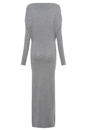 Jessie Cowl Neck Knit Midi Dress - Charcoal Marle