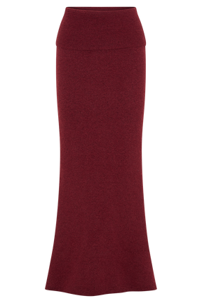 Charlotte Knit Maxi Skirt With Overlay - Merlot
