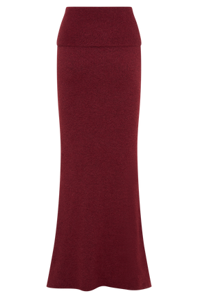 Charlotte Knit Maxi Skirt With Overlay - Merlot