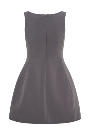 Evanna Sleeveless Suiting Mini Dress - Charcoal Grey