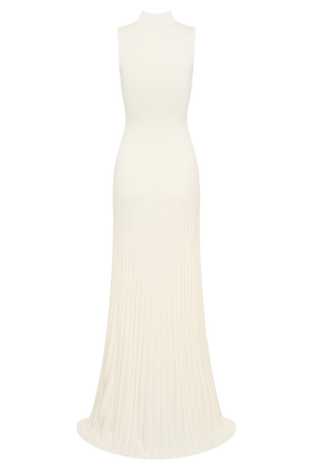 Mavis High Neck Pleated Maxi Dress - Ivory