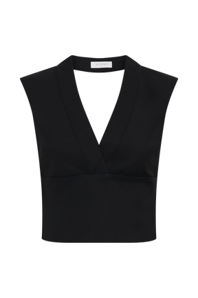 Jemima Sleeveless Cross Over Top - Black