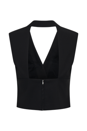 Jemima Sleeveless Cross Over Top - Black