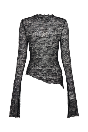 Riley Sheer Lace Long Sleeve Top - Black