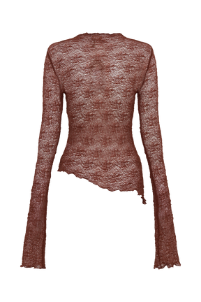 Riley Sheer Lace Long Sleeve Top - Chilli