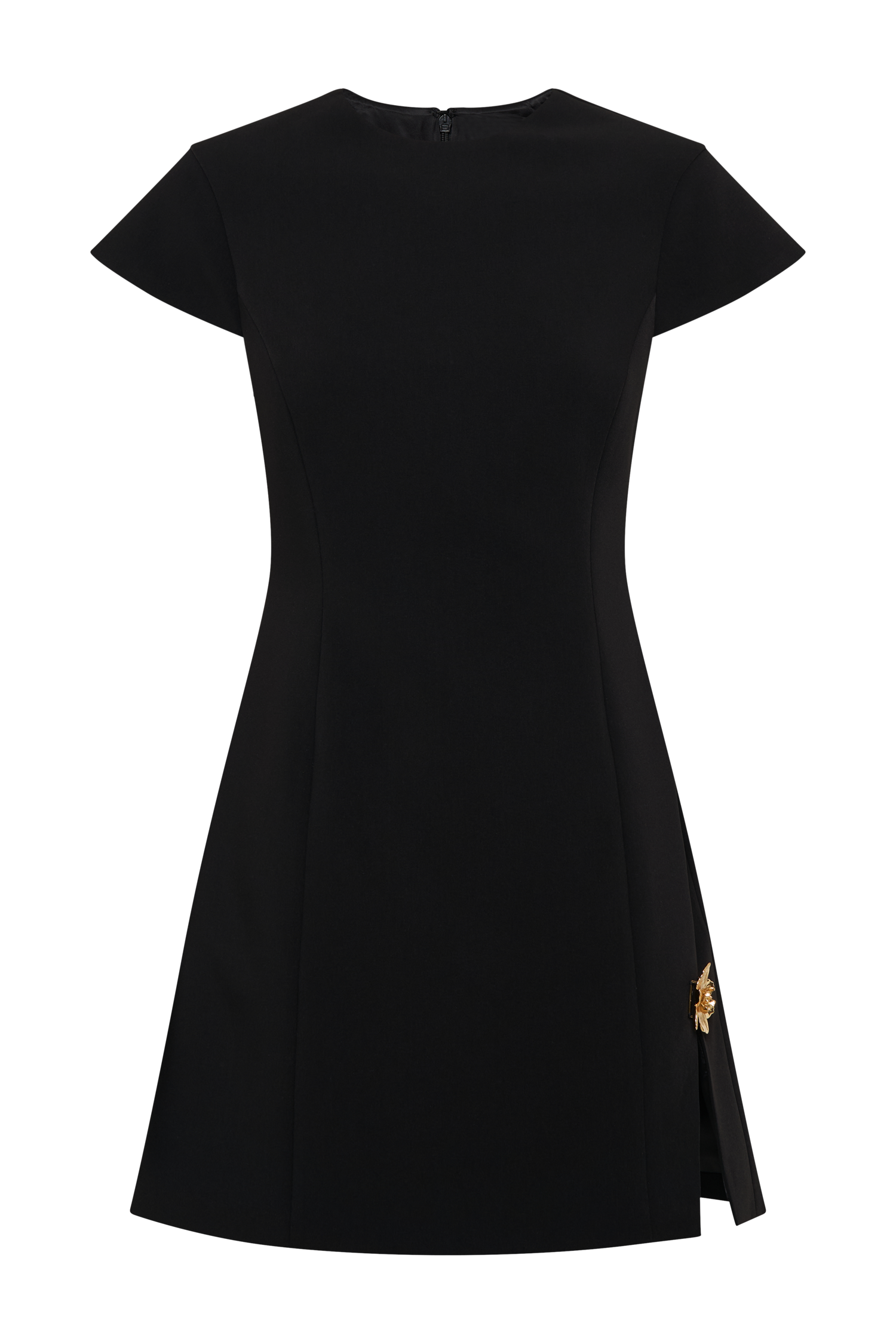 Remi Suiting Mini Dress With Floral Hardware - Black