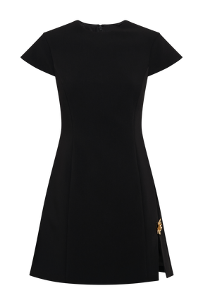 Remi Suiting Mini Dress With Floral Hardware - Black