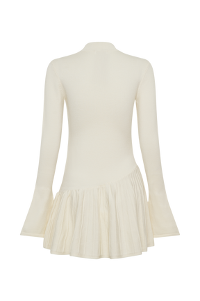 Blair Knit Mini Dress With Pleats - Ivory