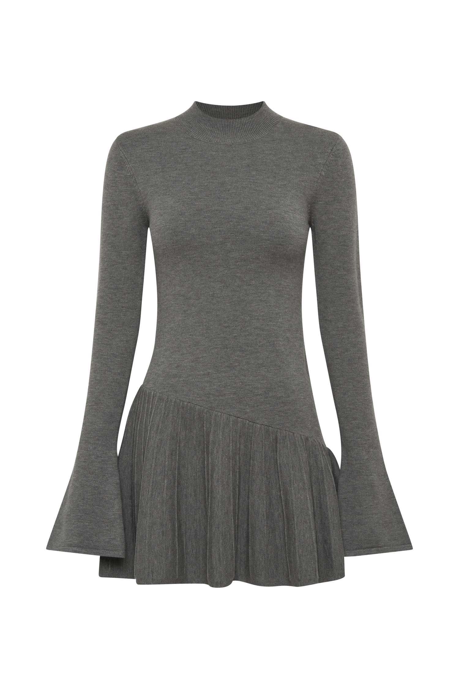 Blair Knit Mini Dress With Pleats - Charcoal