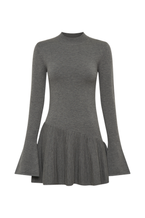Blair Knit Mini Dress With Pleats - Charcoal
