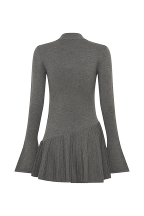 Blair Knit Mini Dress With Pleats - Charcoal