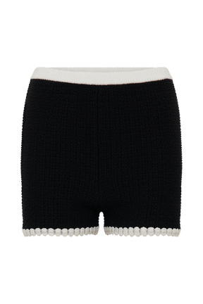Saffron Contrast Knit Shorts - Black/White