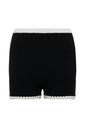 Saffron Contrast Knit Shorts - Black/White