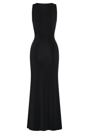 Beck Plunge Maxi Dress With Floral Hardware - Black