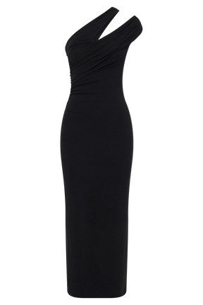 Anastasia One Shoulder Modal Midi Dress - Black