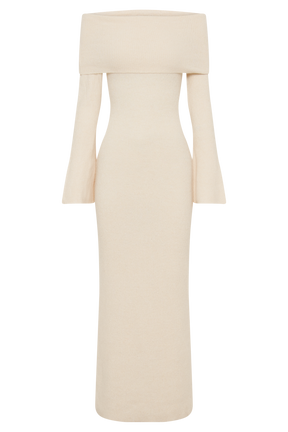 Katherine Off Shoulder Knit Maxi Dress - Ivory