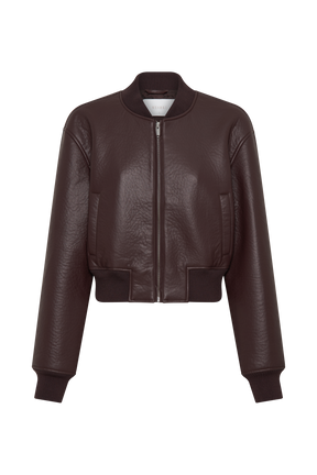 Codi Faux Leather Bomber Jacket - Merlot