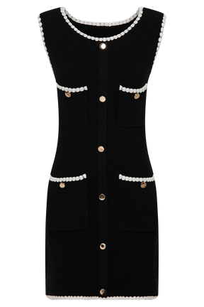 Mia Contrast Knit Mini Dress - Black/White