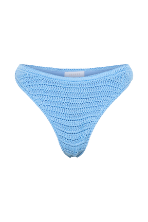 Skye Floral Crochet Tie Up Bikini Bottom - Cornflower Blue