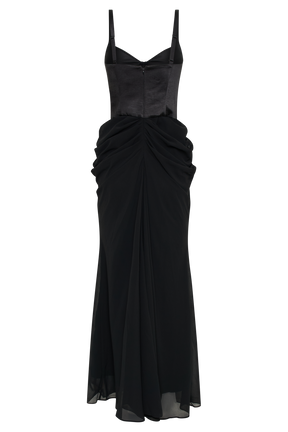 Leila Satin Corset Maxi Dress - Black