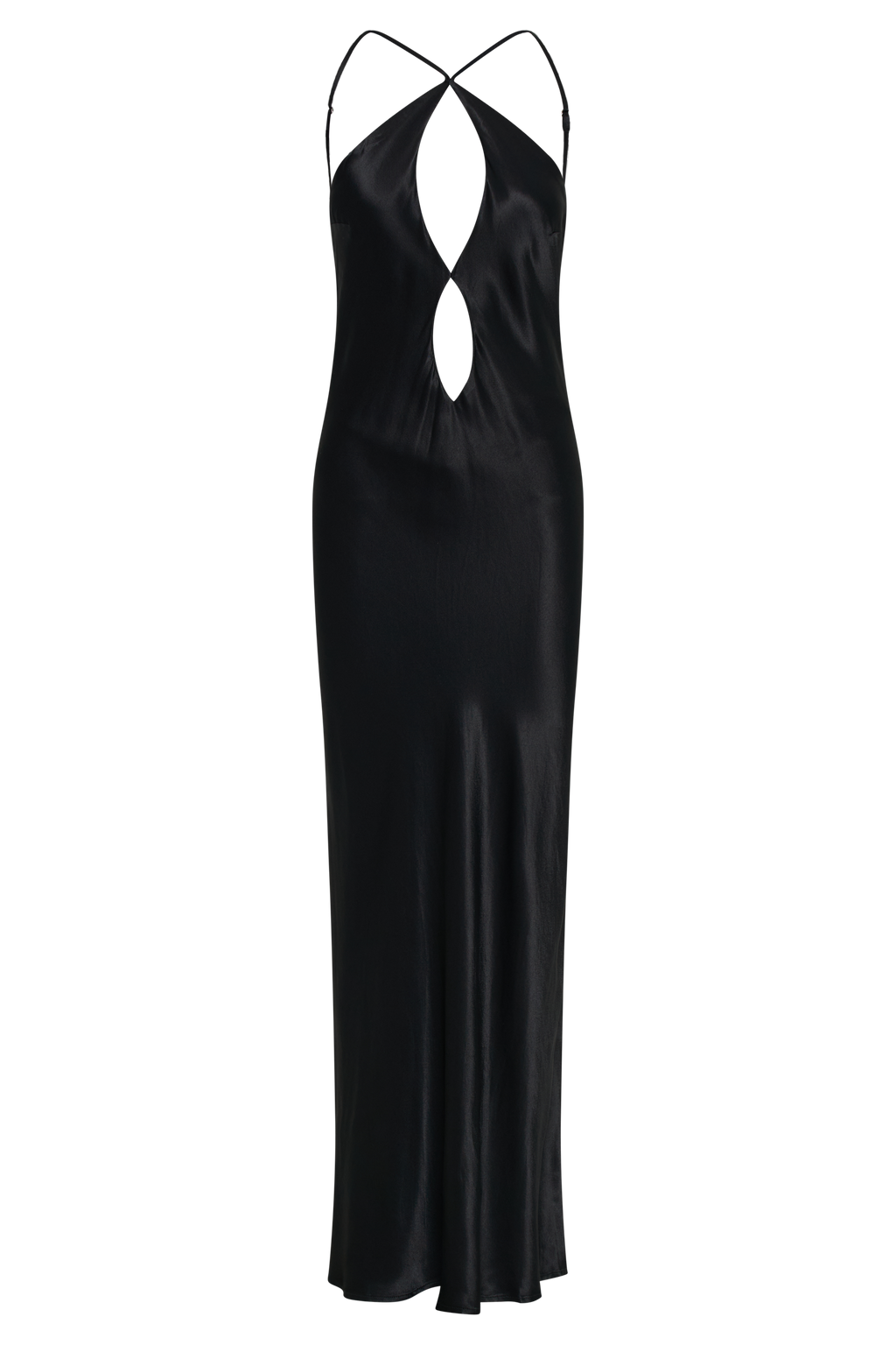 Lucia Satin Cut Out Maxi Dress - Black