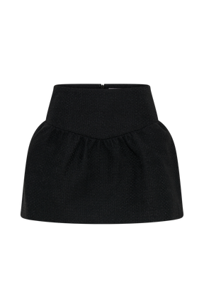 Cyrus Gathered Boucle Mini Skirt - Black
